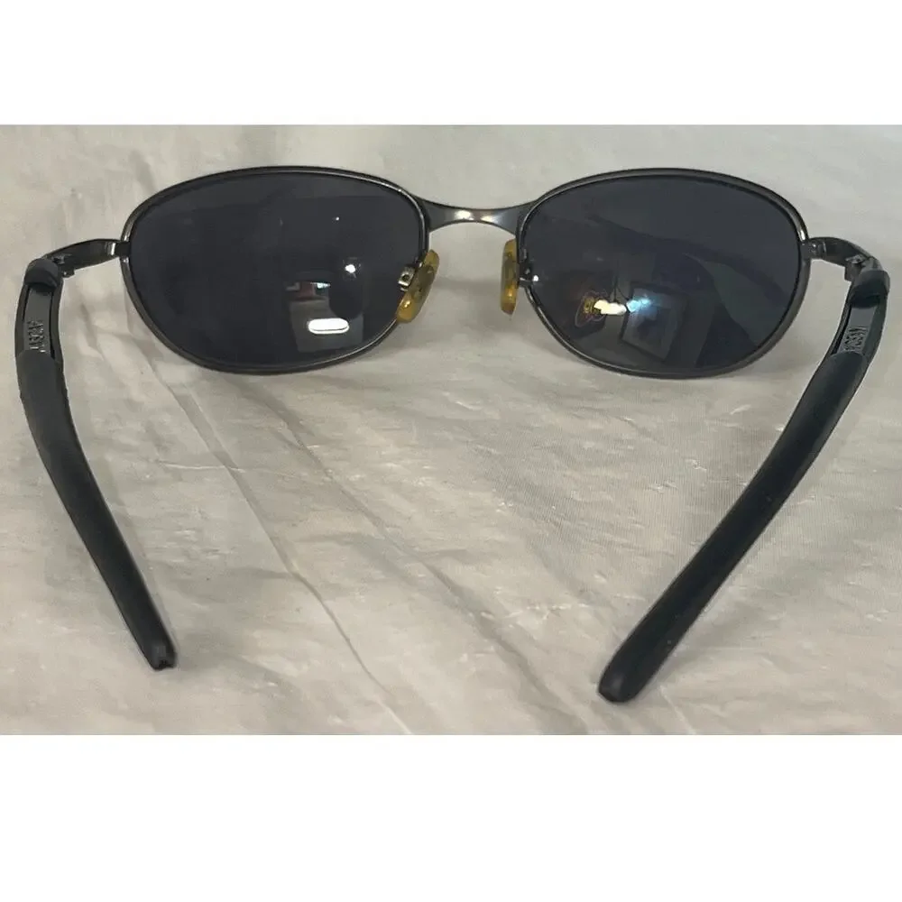 NASCAR Black Metal Oval Sunglasses Gray Smoke Lenses Unisex Vintage Racing